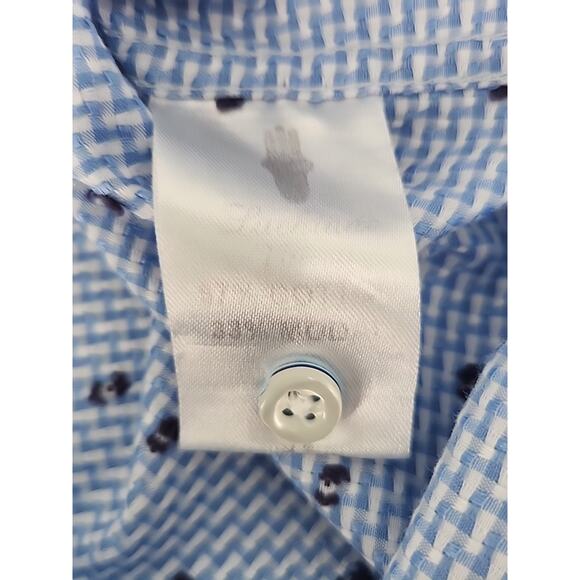 Luchiano Visconti Black Men Blue Geometric Long Sleeve Button Front Shirt Med - Picture 7 of 10